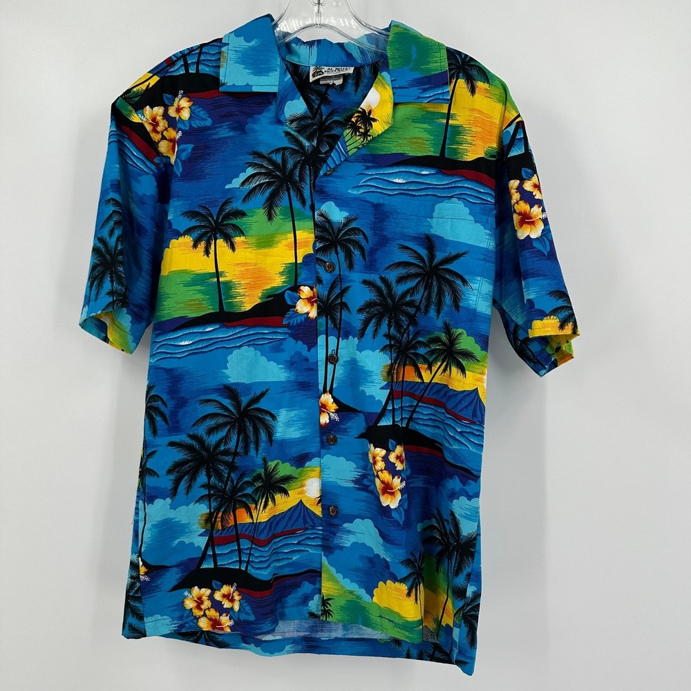 Aloha Republic Mens Hawaiian Shirt Size M Floral Hibiscus Resort Vacation Cabana
